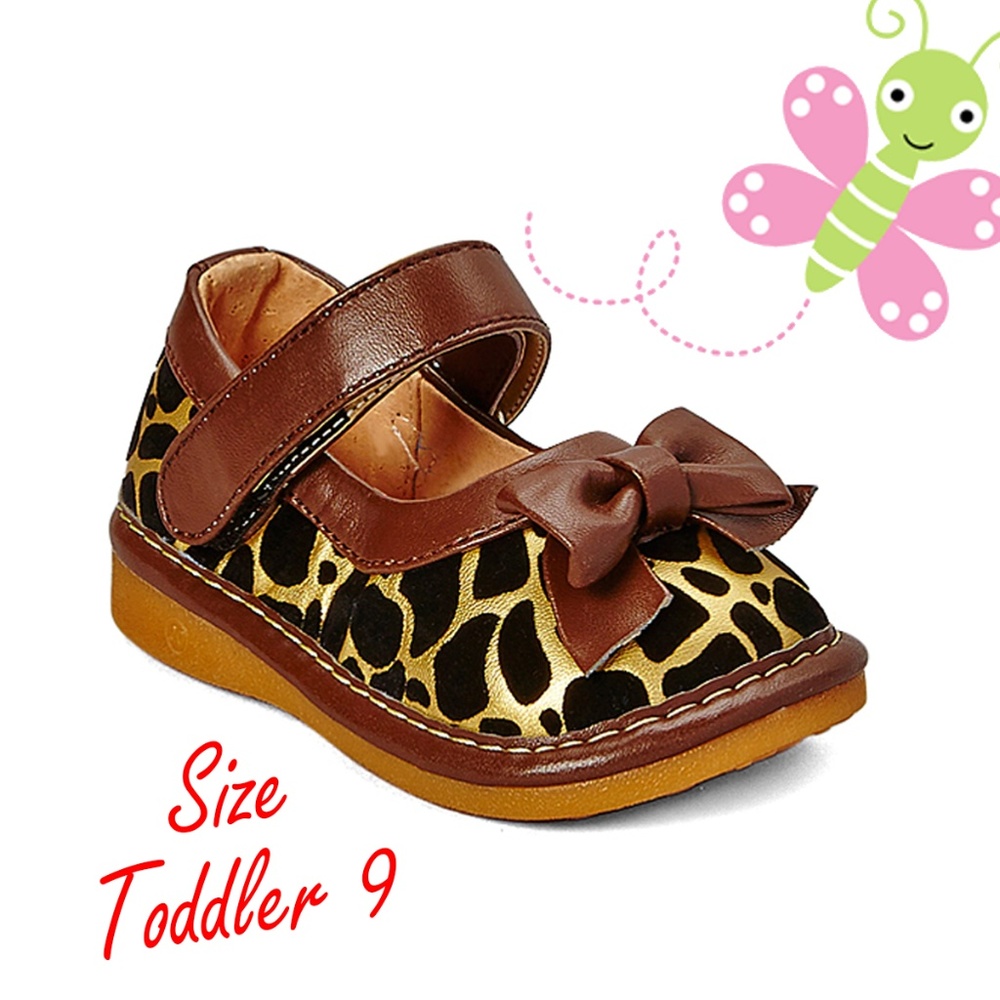 Brown Giraffe Squeaker Mary Jane - Girls